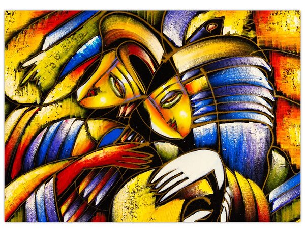 Tablou - Pictură în ulei, îndrăgostiții (70x50 cm)