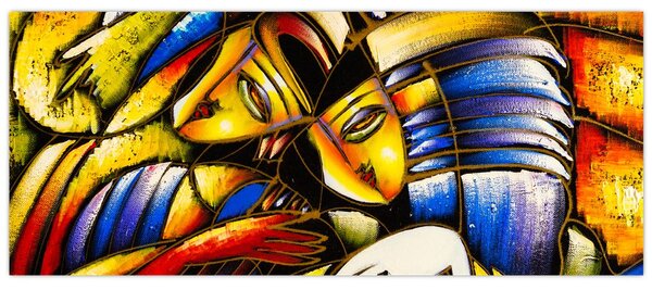 Tablou - Pictură în ulei, îndrăgostiții (120x50 cm)