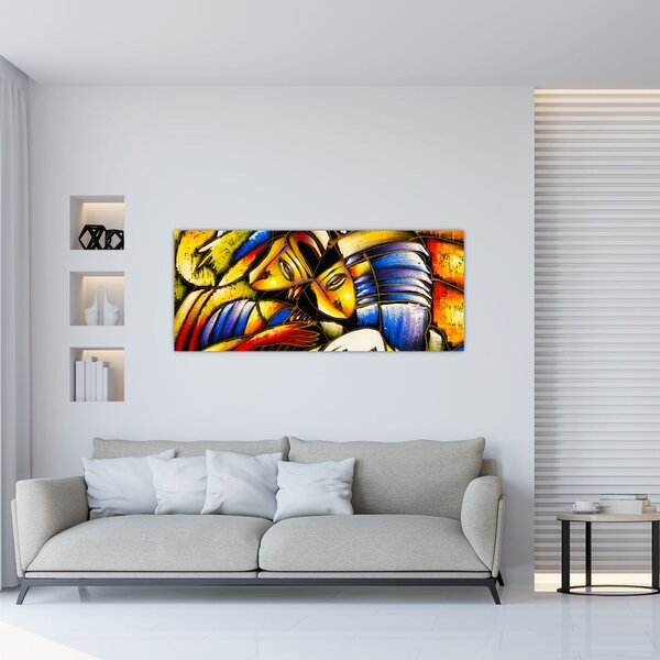 Tablou - Pictură în ulei, îndrăgostiții (120x50 cm)
