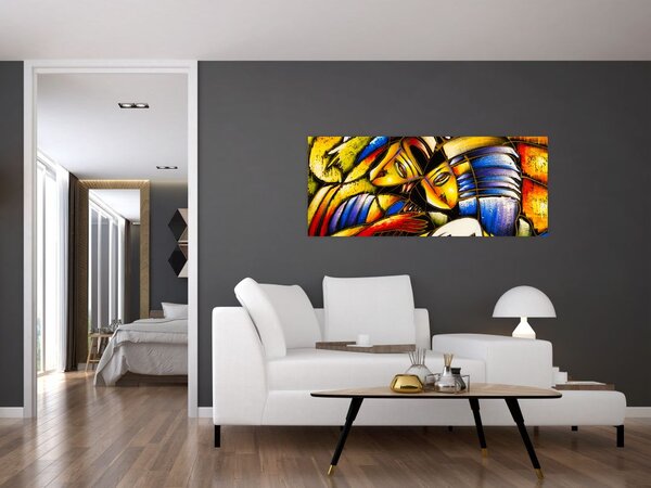 Tablou - Pictură în ulei, îndrăgostiții (120x50 cm)