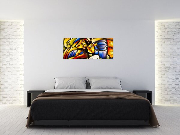Tablou - Pictură în ulei, îndrăgostiții (120x50 cm)
