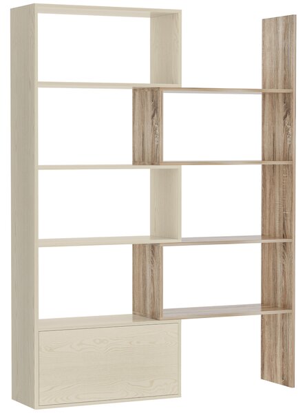 Librarie Rastel cu Rafturi pentru Salon in Lemn 141 x 29 x 176 cm Alb, Stejar HOMCOM | Aosom Romania