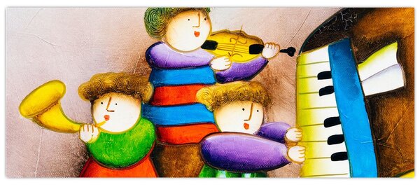 Tablou - Muzicanții, pictură (120x50 cm)