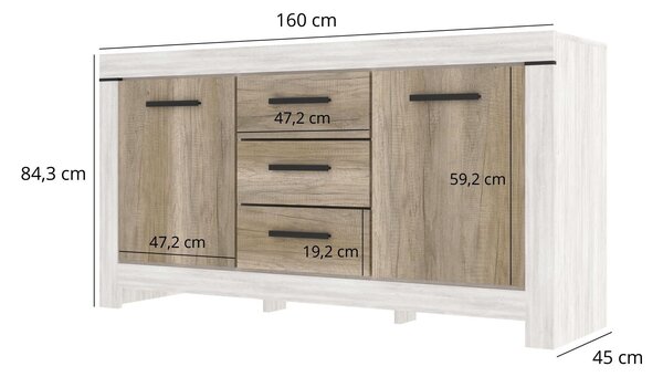 Comodă Bloquearon 1 (pin canyon + stejar karabela). 1116765