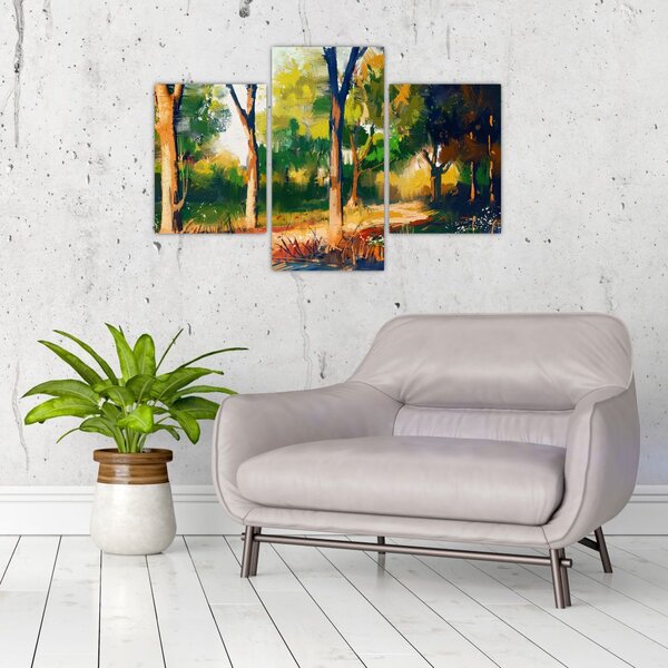 Tablou - Pădure de vară însorită, pictură (90x60 cm)