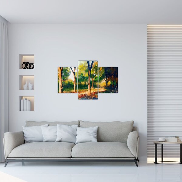 Tablou - Pădure de vară însorită, pictură (90x60 cm)