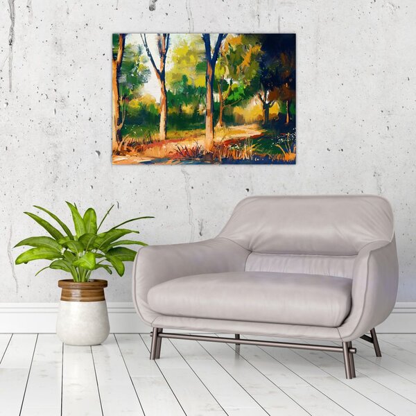 Tablou - Pădure de vară însorită, pictură (70x50 cm)