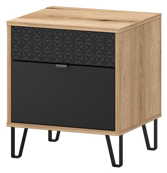 Noptieră Botones (stejar evoke + negru) . Promo -8%. 1116774
