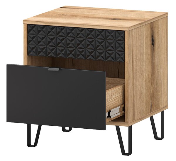 Noptieră Botones (stejar evoke + negru) . Promo -8%. 1116774