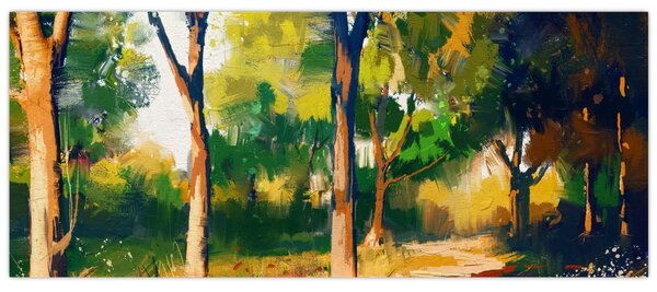 Tablou - Pădure de vară însorită, pictură (120x50 cm)