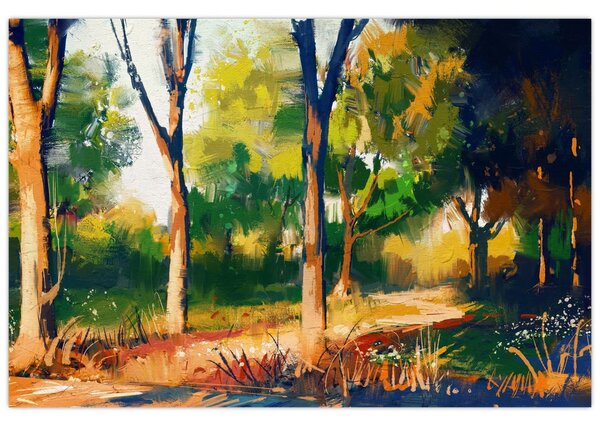 Tablou - Pădure de vară însorită, pictură (90x60 cm)