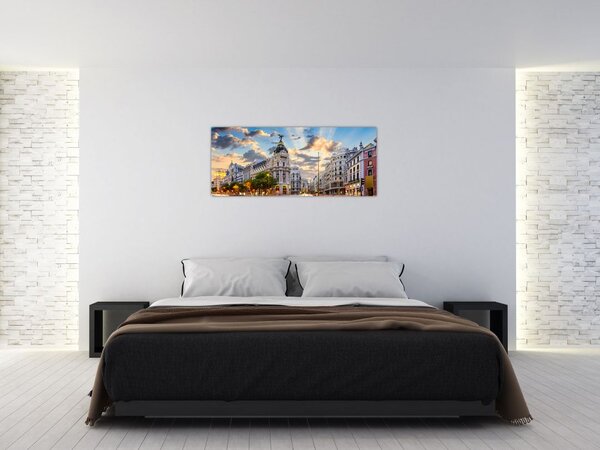 Tablou - Calle Gran Vía, Madrid, Spania (120x50 cm)