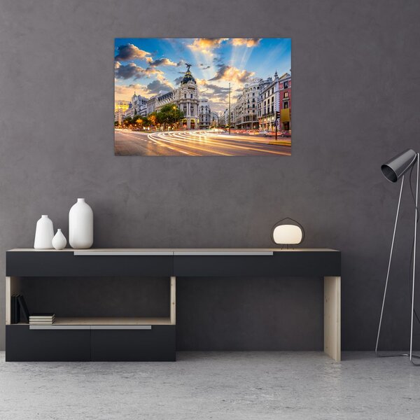 Tablou - Calle Gran Vía, Madrid, Spania (90x60 cm)