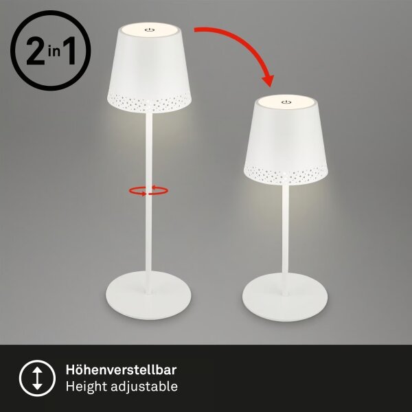 Brilo - Lampă de birou LED reîncărcabilă cu control tactil KIKI LED/2,6W/5V IP44 2600 mAh albă