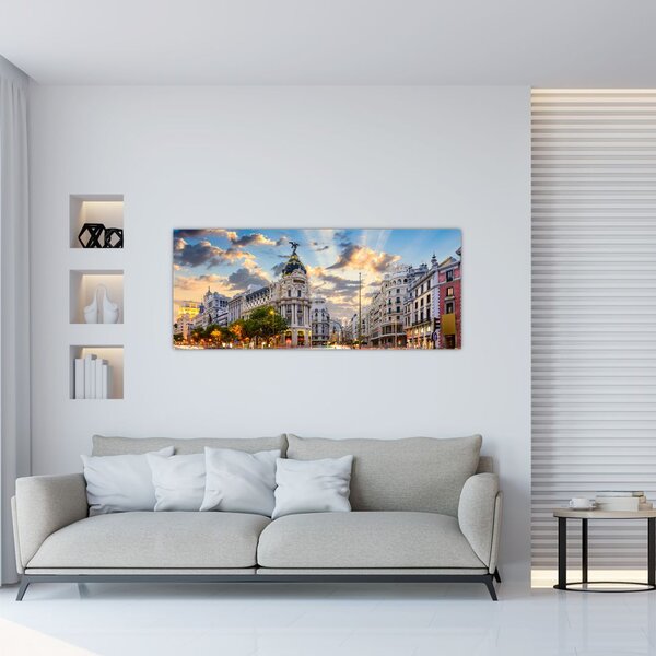 Tablou - Calle Gran Vía, Madrid, Spania (120x50 cm)