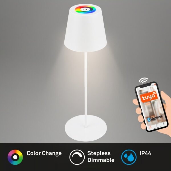 Briloner COLORIS 7559016-LED Lampă de birou LED RGB, 3,5W/5V, IP44, 2000mAh, Wi-Fi Tuya
