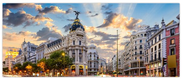 Tablou - Calle Gran Vía, Madrid, Spania (120x50 cm)