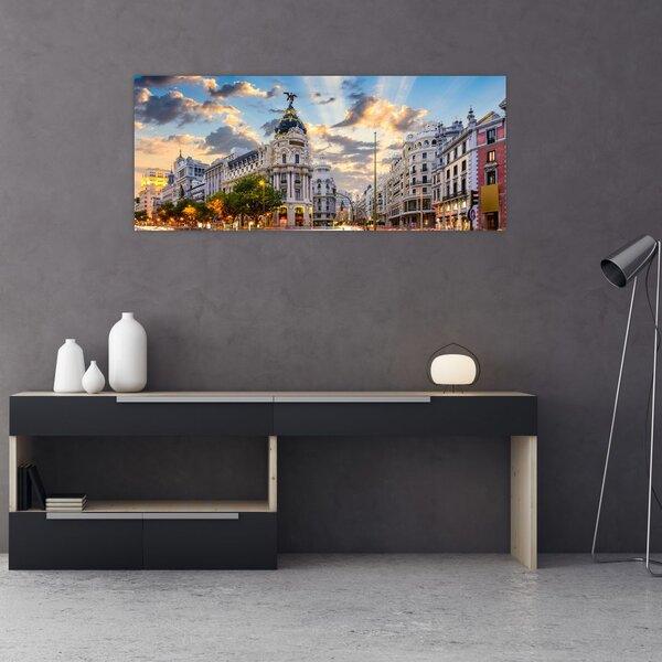 Tablou - Calle Gran Vía, Madrid, Spania (120x50 cm)