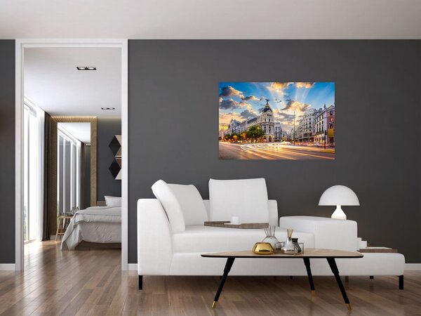 Tablou - Calle Gran Vía, Madrid, Spania (90x60 cm)