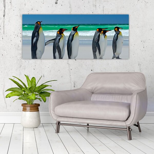 Tablou - Grup de pinguini regali (120x50 cm)