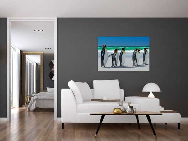 Tablou - Grup de pinguini regali (90x60 cm)