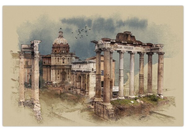 Tablou - Forumul Roman, Roma, Italia (90x60 cm)