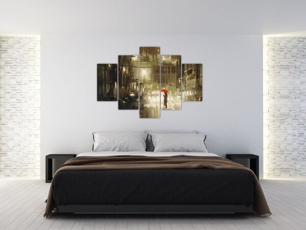 Tablou - Femeie într-o noapte ploioasă (150x105 cm)