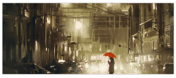 Tablou - Femeie într-o noapte ploioasă (120x50 cm)