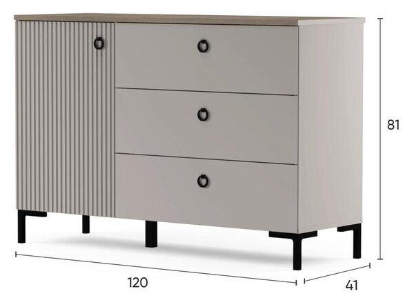 Comodă Demandaron 1 (taupe + stejar silverjack) . 1116798