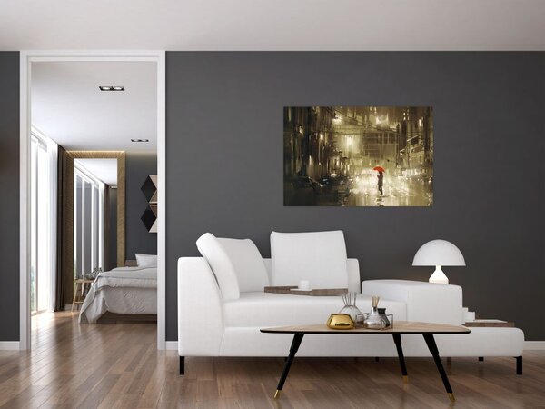 Tablou - Femeie într-o noapte ploioasă (90x60 cm)