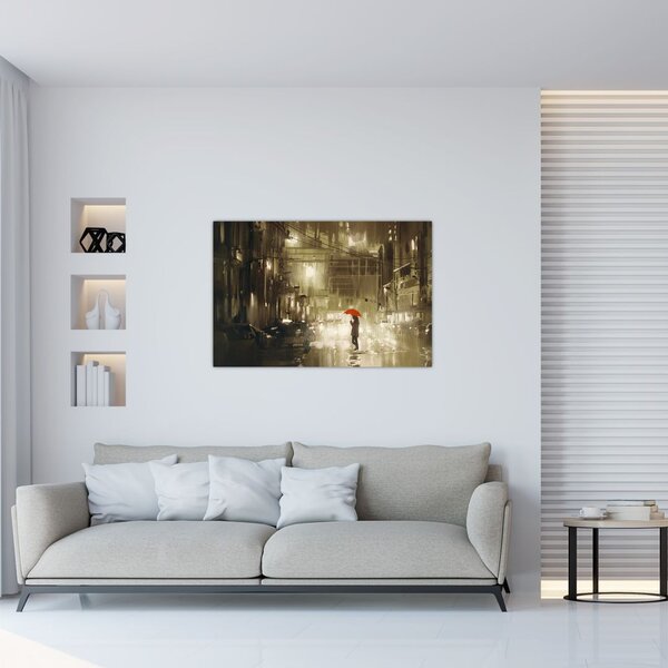 Tablou - Femeie într-o noapte ploioasă (90x60 cm)