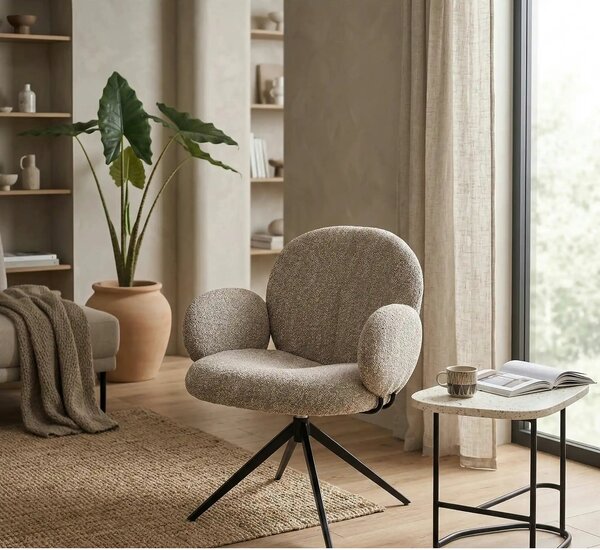 Scaun K568, bej inchis/negru, stofa clasica/otel, 65x64x82 cm