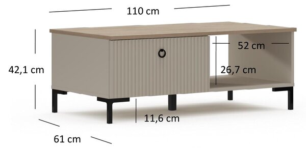 Măsuță de cafea Demandaron (taupe + stejar silverjack) . 1116811