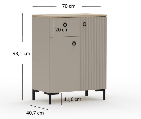 Comodă Demandaron 3 (taupe + stejar silverjack) . 1116809