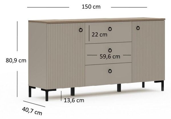 Comodă Demandaron 4 (taupe + stejar silverjack) . 1116812