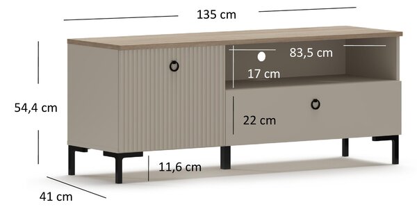 Masă TV Demandaron 1 (taupe + stejar silverjack) . Promo -6%. 1116813