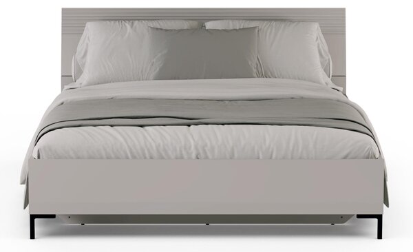 Pat matrimonial 160 cm Demandaron (taupe + stejar silverjack) (cu somieră) (cu sp. depozitare). 1116818