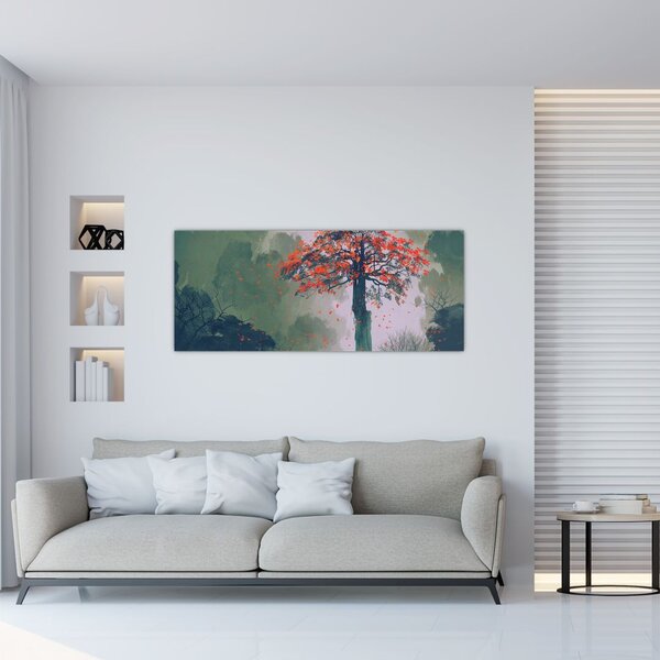 Tablou - Copacul roșu singuratic (120x50 cm)