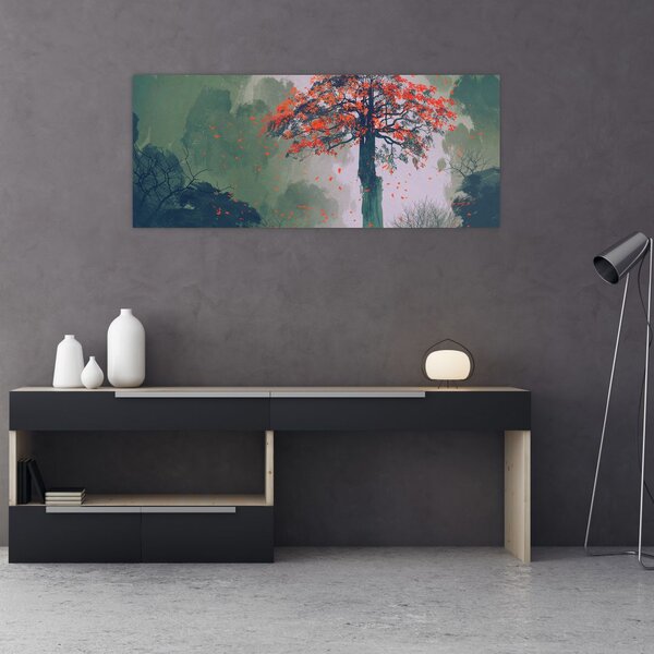 Tablou - Copacul roșu singuratic (120x50 cm)
