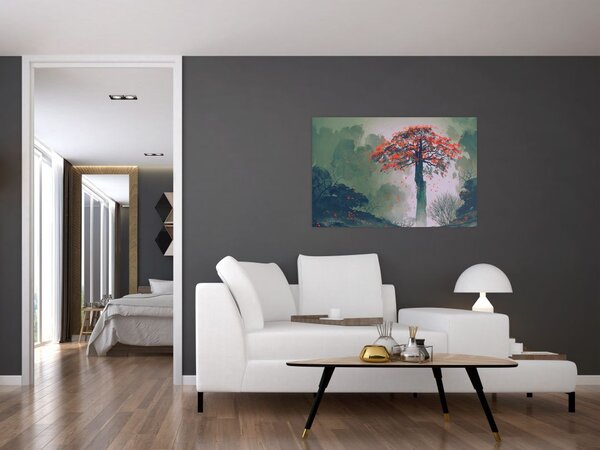Tablou - Copacul roșu singuratic (90x60 cm)