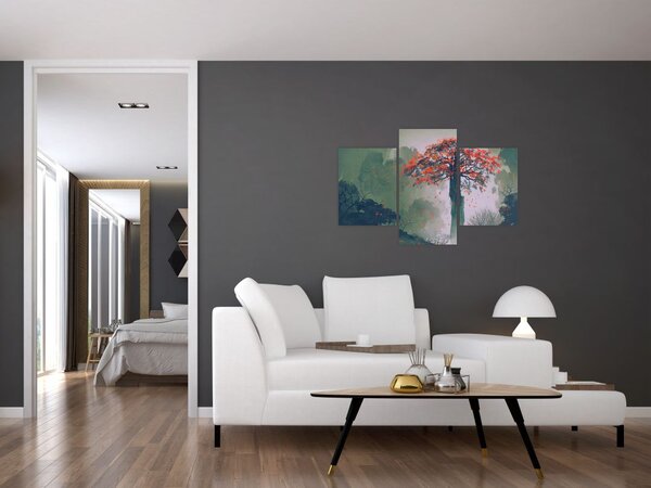 Tablou - Copacul roșu singuratic (90x60 cm)
