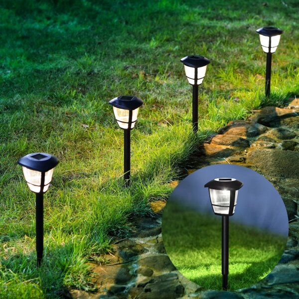 Aigostar - Set de 12 lămpi solare LED, 0,06 W/2 V, 33,8 cm, 6500 K, IP44, negru