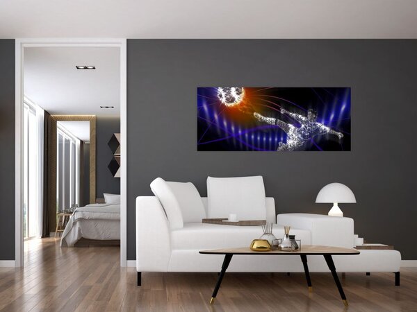 Tablou - Fotbaliști în săritură (120x50 cm)