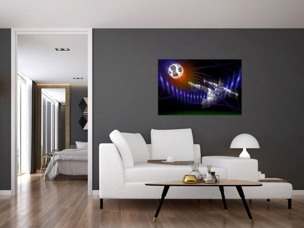 Tablou - Fotbaliști în săritură (90x60 cm)