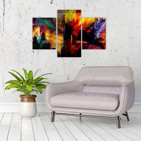 Tablou - Oraș colorat, abstracție (90x60 cm)