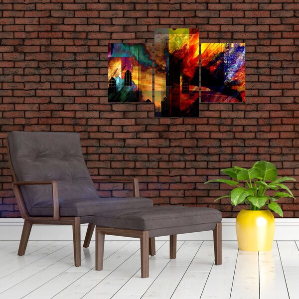 Tablou - Oraș colorat, abstracție (90x60 cm)