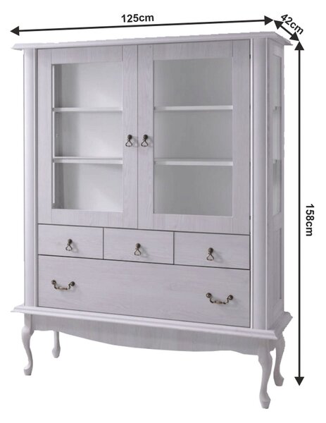 Vitrina VILAR DA5, pin alb, DTD laminat, 125x42x158 cm