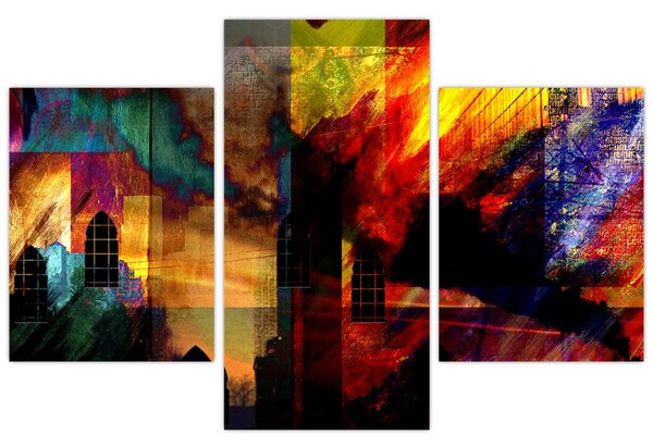 Tablou - Oraș colorat, abstracție (90x60 cm)