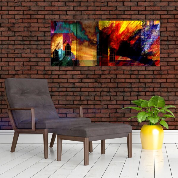 Tablou - Oraș colorat, abstracție (120x50 cm)