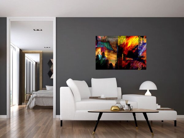 Tablou - Oraș colorat, abstracție (90x60 cm)
